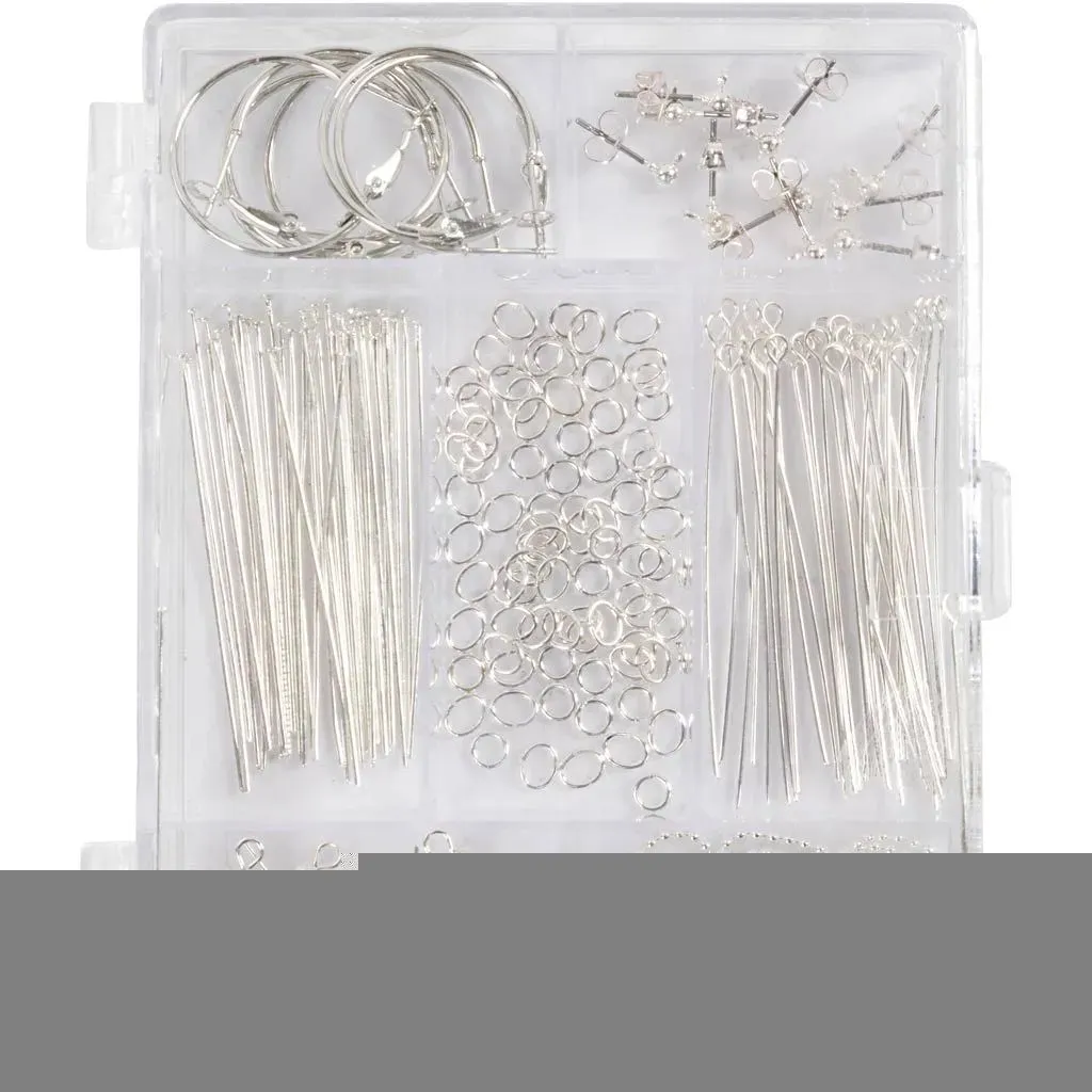 Large Silver-Plated Jewellery Starter Kit – Make Personalized Bracelets Necklaces Earrings