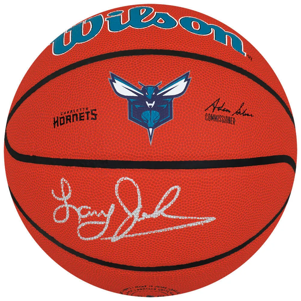 Larry Johnson Signed Charlotte Hornets Logo Wilson NBA Basketball (SCHWARTZ COA)
