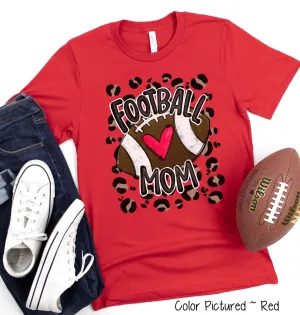 Leopard Football Mom with Heart Tee