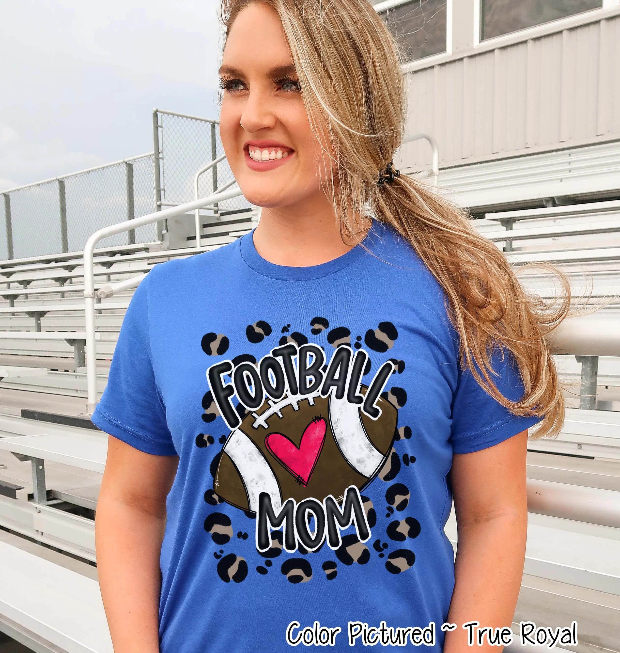 Leopard Football Mom with Heart Tee