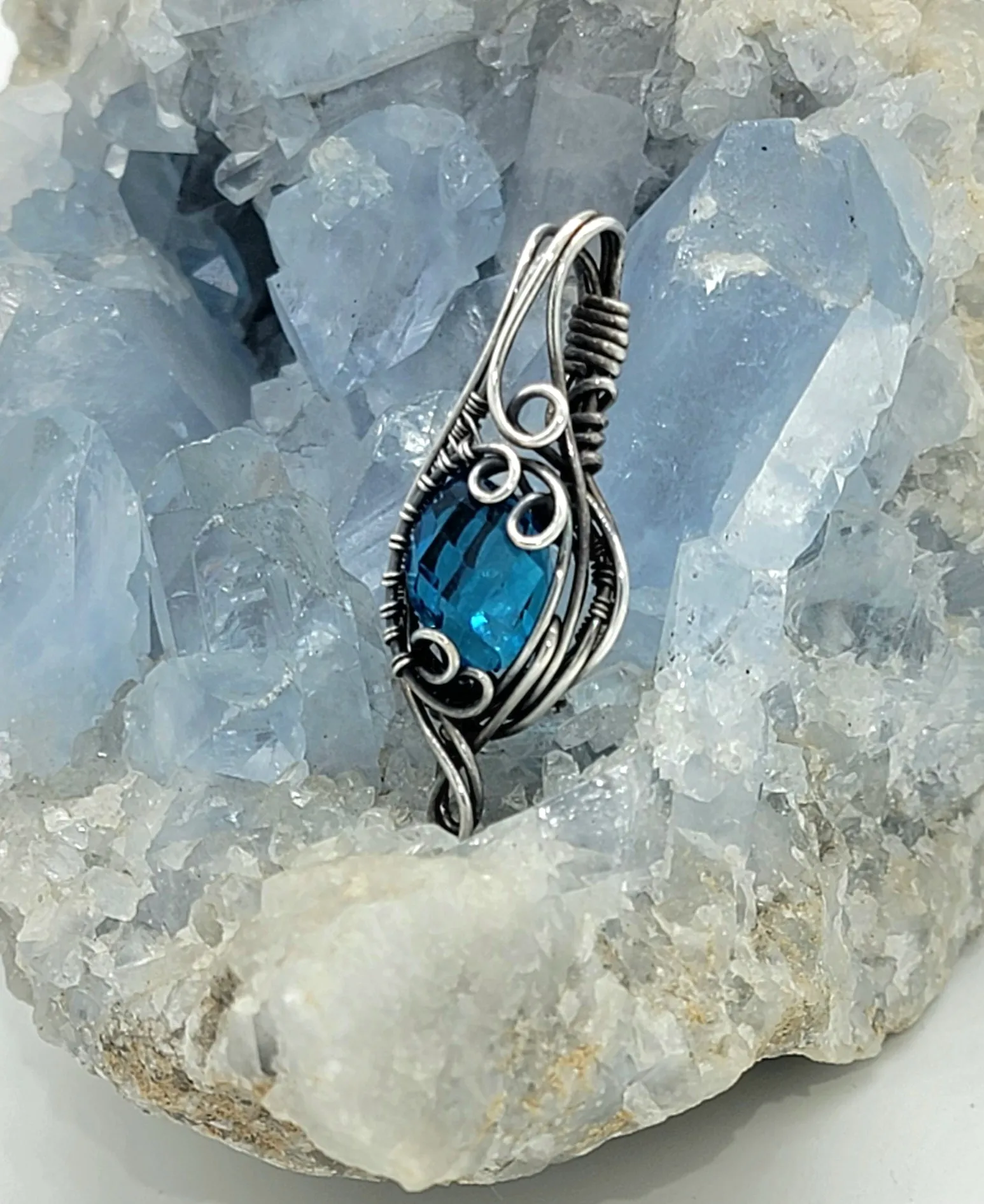London Blue Topaz Fancy Cut Small Pendant
