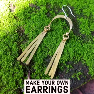 Long U Shaped Earring Kit - Long Hammered Charms