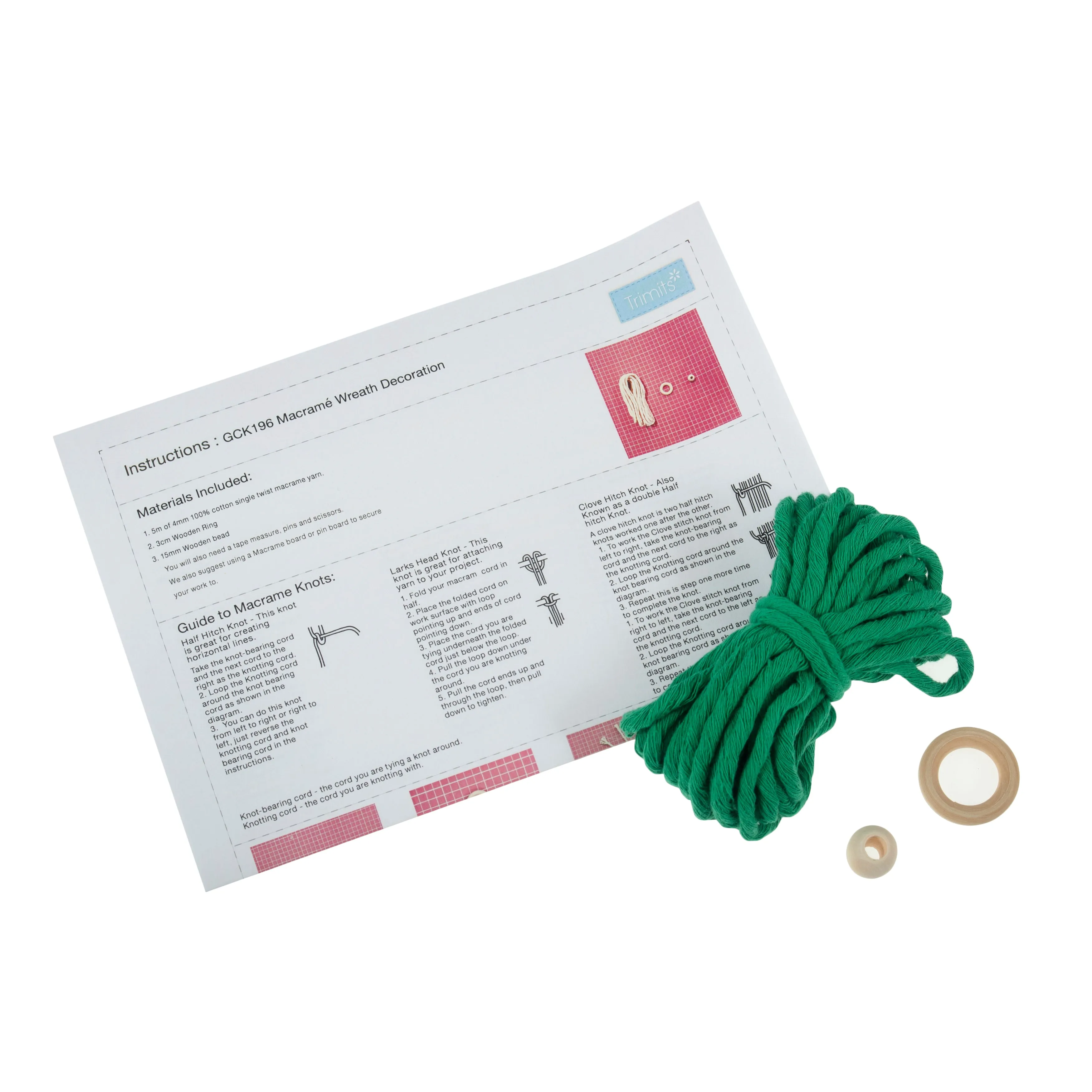 Macramé Kit: Decoration: Wreath Green