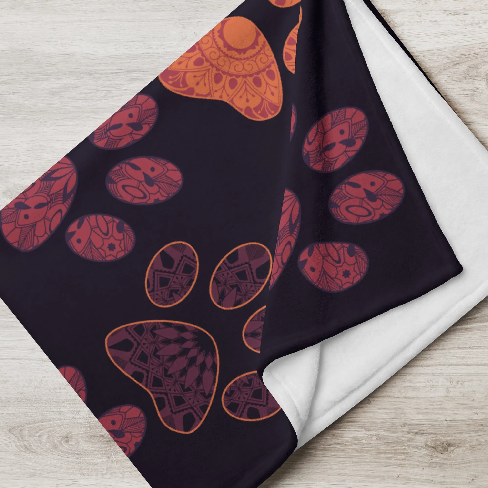 Mandala Paw Prints Throw Blanket