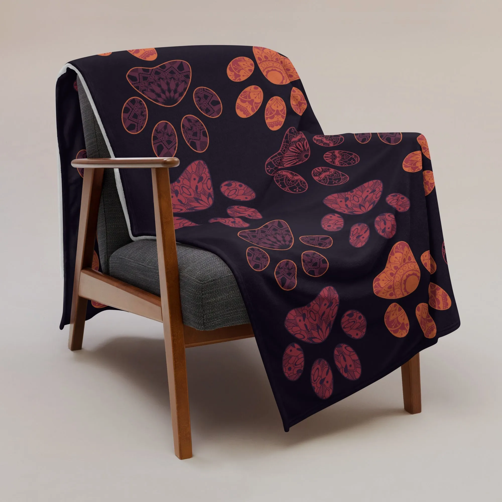Mandala Paw Prints Throw Blanket