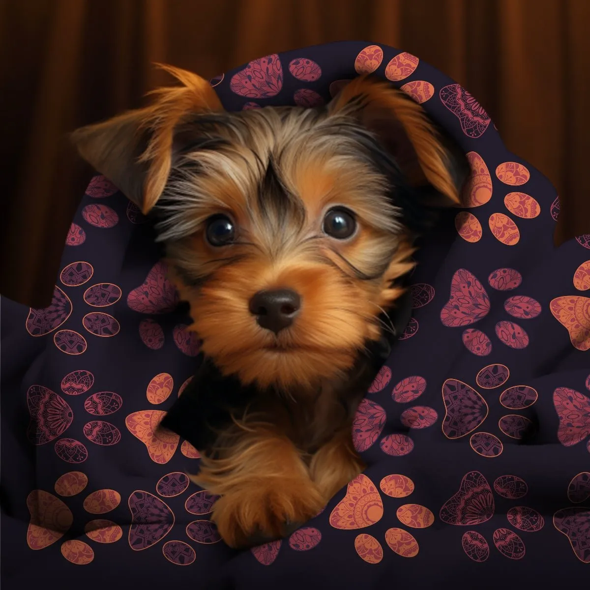 Mandala Paw Prints Throw Blanket