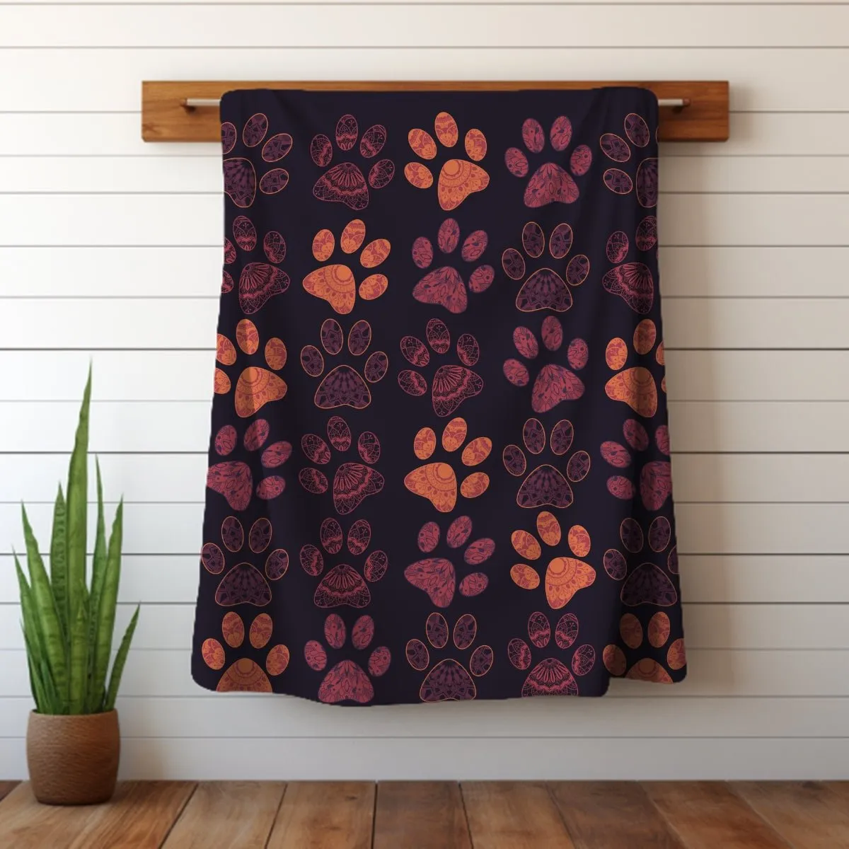 Mandala Paw Prints Throw Blanket