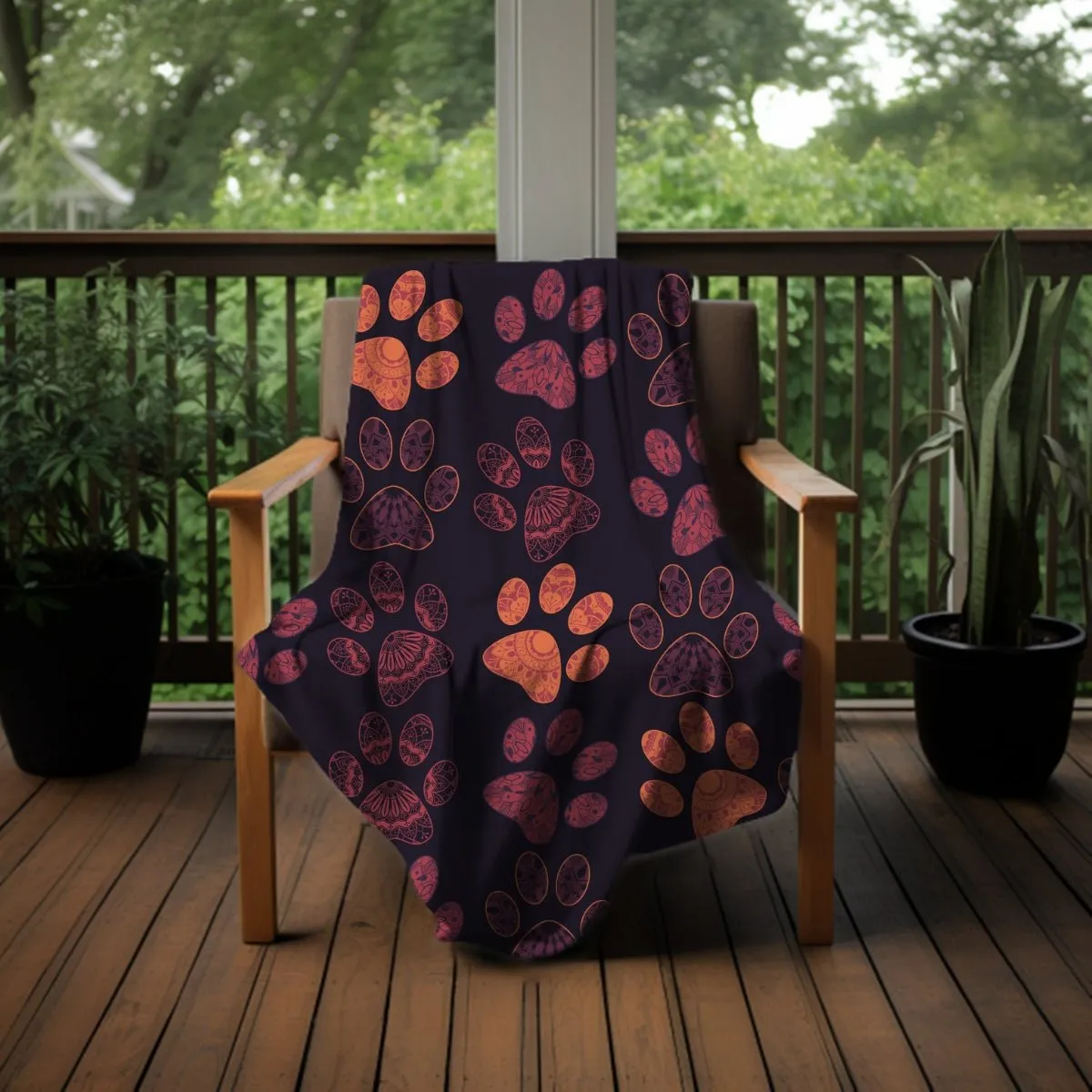 Mandala Paw Prints Throw Blanket