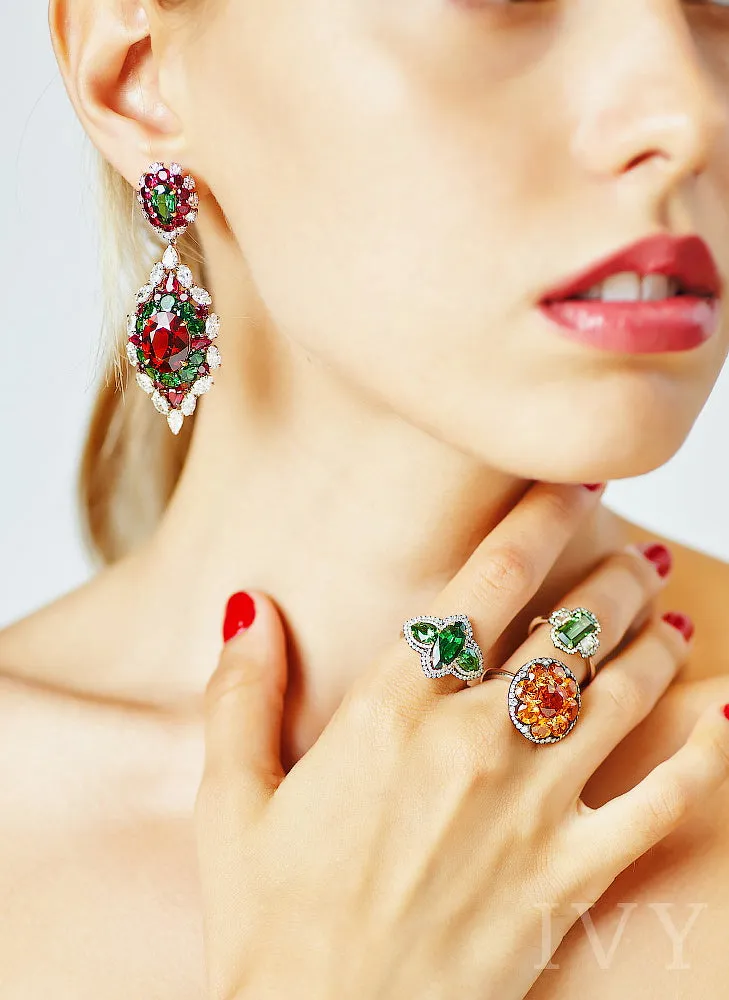 Mandarin Garnet and Diamond Disco Ring