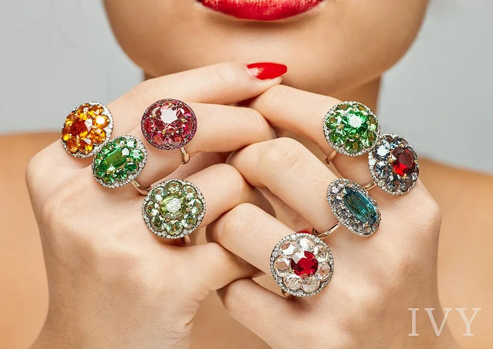 Mandarin Garnet and Diamond Disco Ring