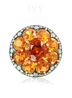 Mandarin Garnet and Diamond Disco Ring