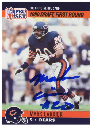 Mark Carrier autographed Chicago Bears 1990 Pro Set Rookie Card #674 -SS COA