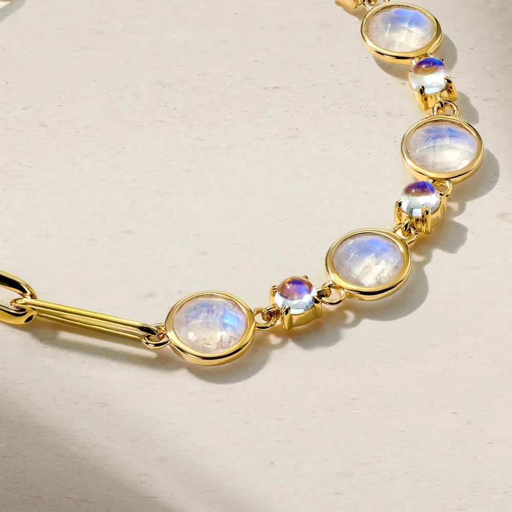 Mark Henry Half Moonstone and Half Paperclip Chain Bracelet