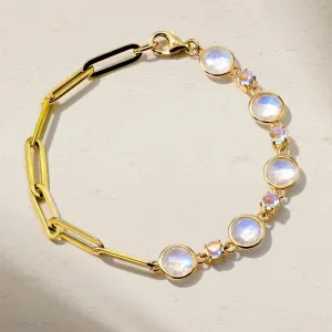 Mark Henry Half Moonstone and Half Paperclip Chain Bracelet