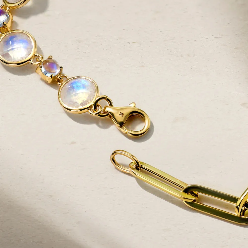 Mark Henry Half Moonstone and Half Paperclip Chain Bracelet