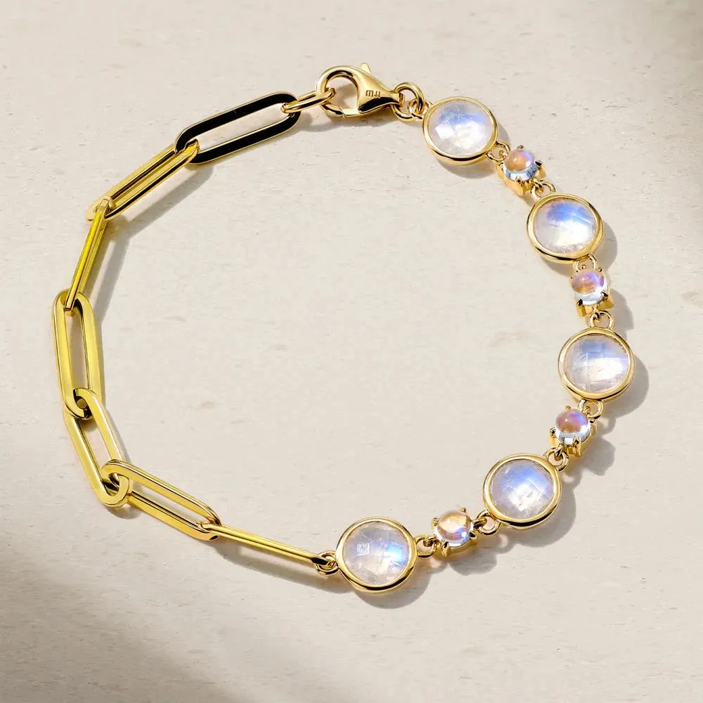 Mark Henry Half Moonstone and Half Paperclip Chain Bracelet
