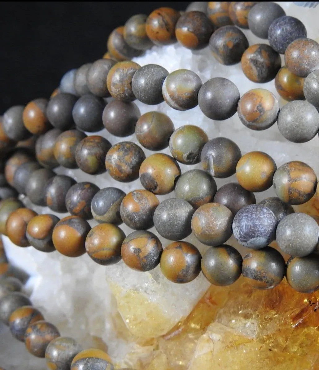 Matte Bamboo Jasper Bead Strand