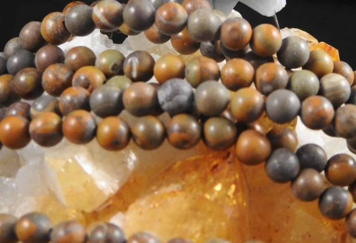 Matte Bamboo Jasper Bead Strand