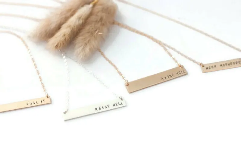 Meow Motherfuckers Gold Fill or Sterling Bar Necklace