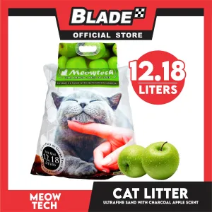 Meowtech Ultra Premium Cat Litter 12.18L (Green Apple Scent) Ultra-Fine Sand with Activated Charcoal