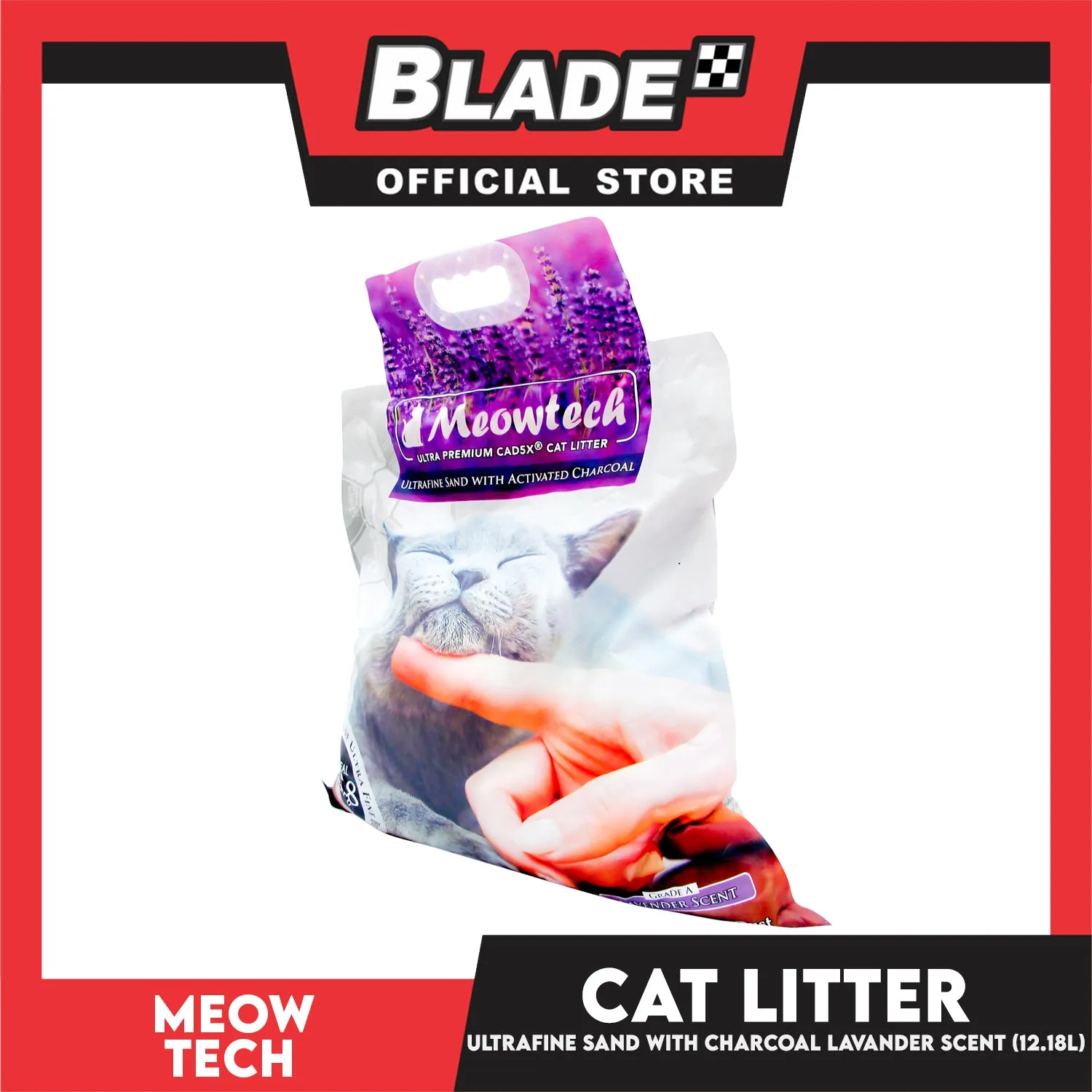 Meowtech Ultra Premium Cat Litter 12.18L (Lavender Scent) Ultra-Fine Sand with Activated Charcoal
