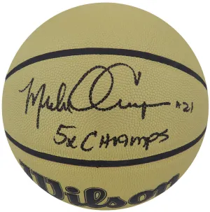 Michael Cooper Signed Wilson Gold NBA Basketball w/5x Champs - (SCHWARTZ COA)