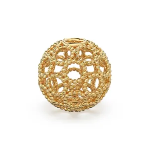 Milgrain Round Solid Gold 14k 18k Handmade Gold Spacer Bead Jewelry Making Supply 6mm 8mm 10mm