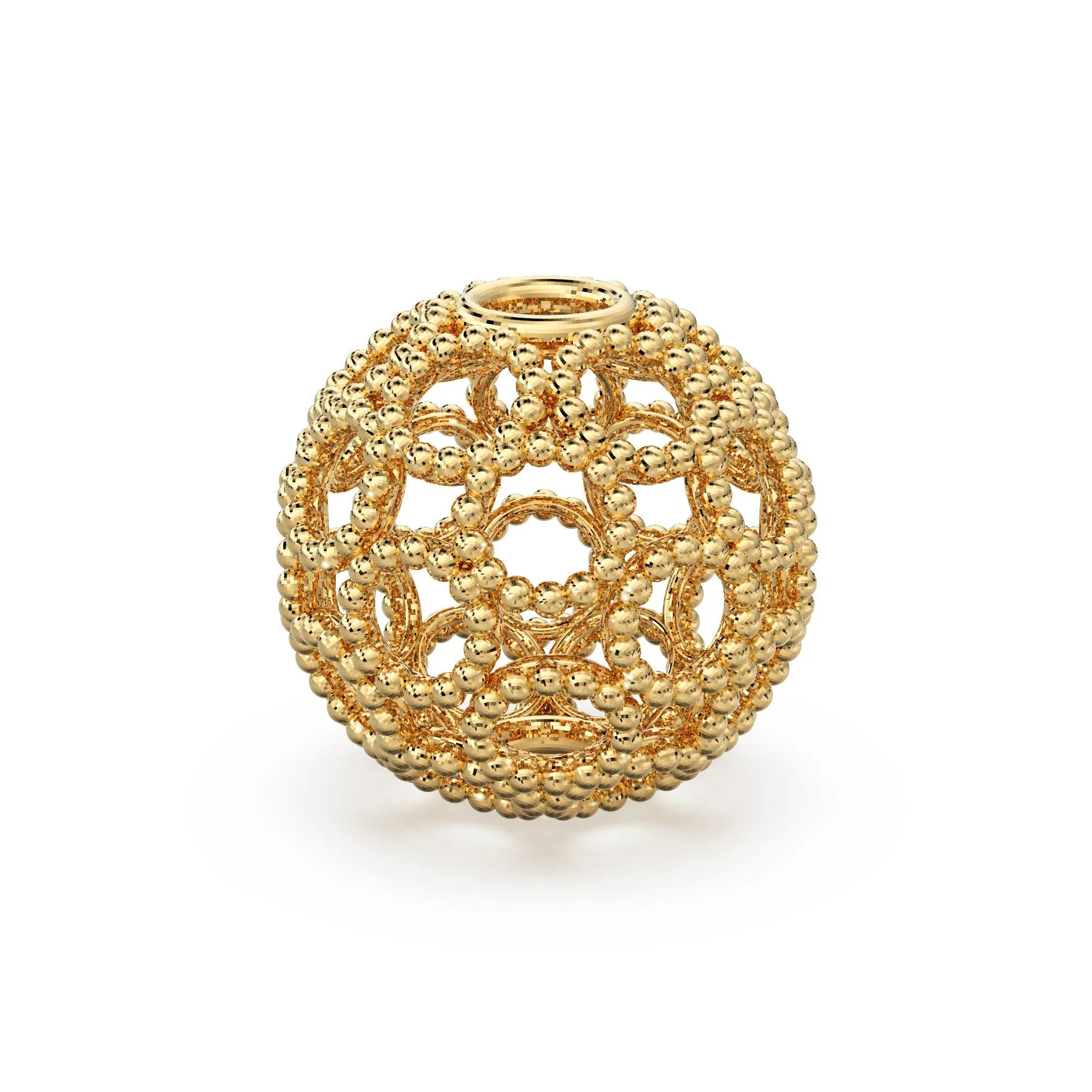 Milgrain Round Solid Gold 14k 18k Handmade Gold Spacer Bead Jewelry Making Supply 6mm 8mm 10mm