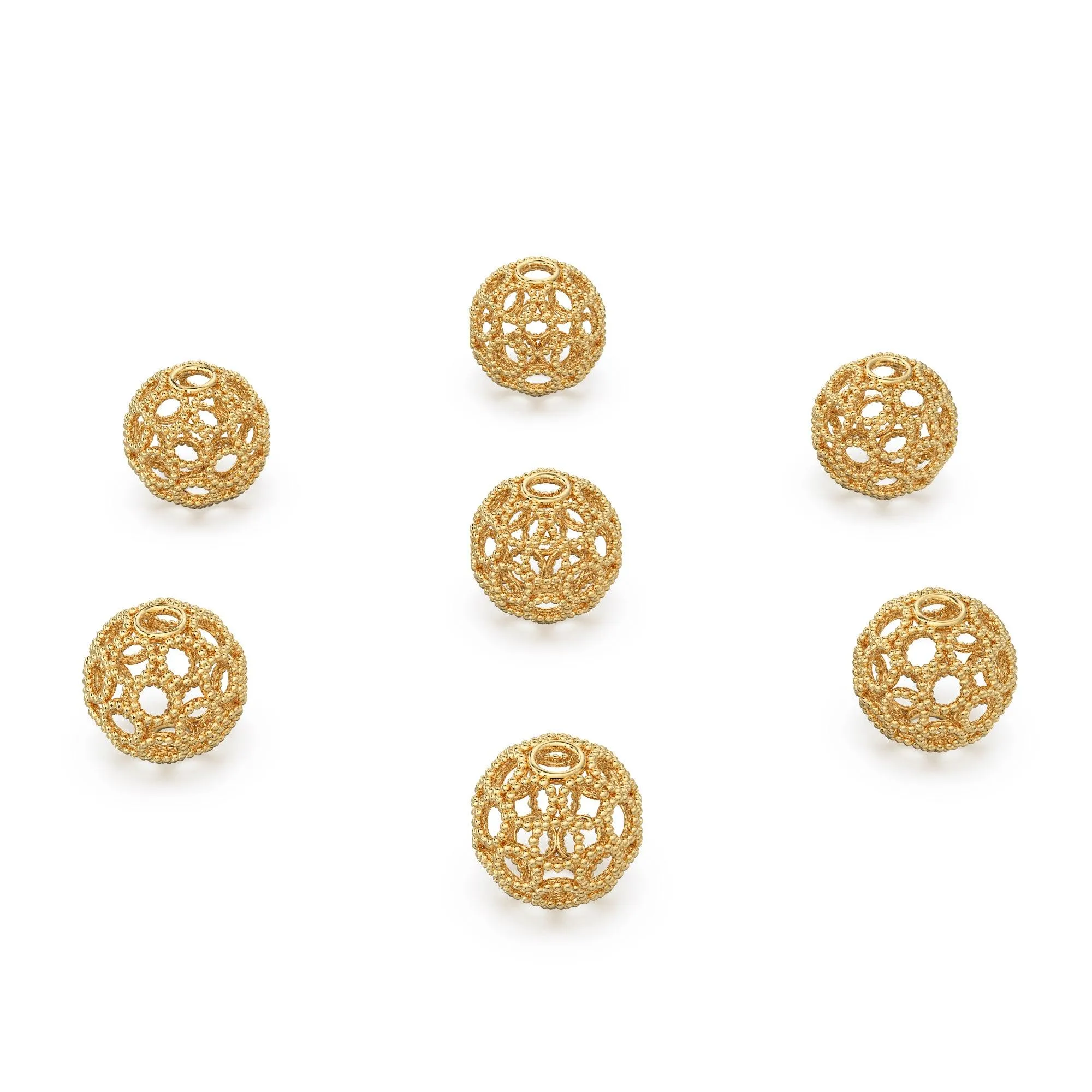 Milgrain Round Solid Gold 14k 18k Handmade Gold Spacer Bead Jewelry Making Supply 6mm 8mm 10mm