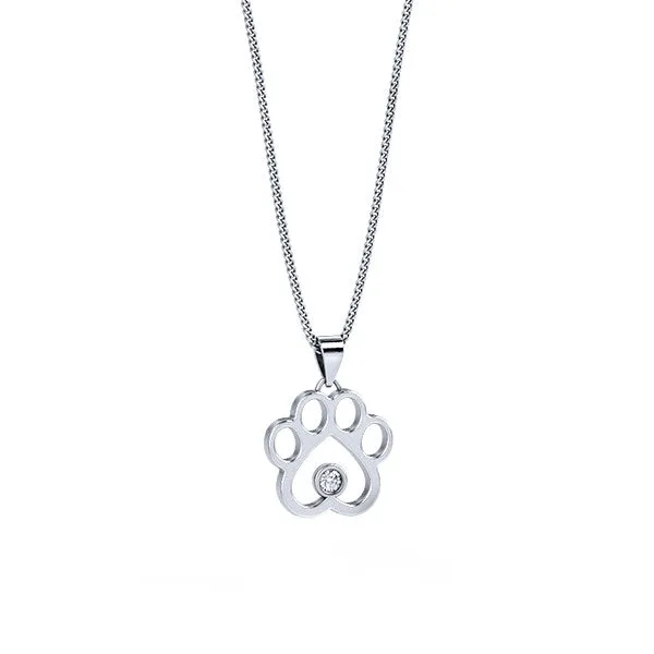 Mini Diamond Paw Print Pendant