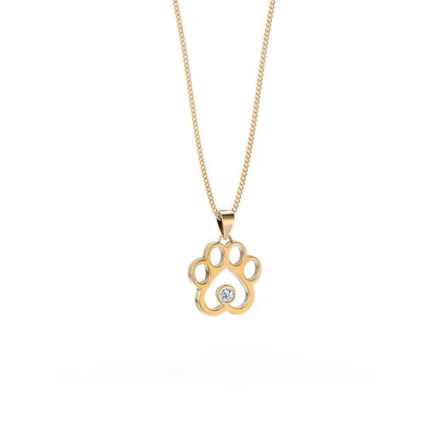 Mini Diamond Paw Print Pendant