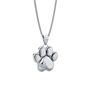 Mini Love Heart Paw Print Necklace