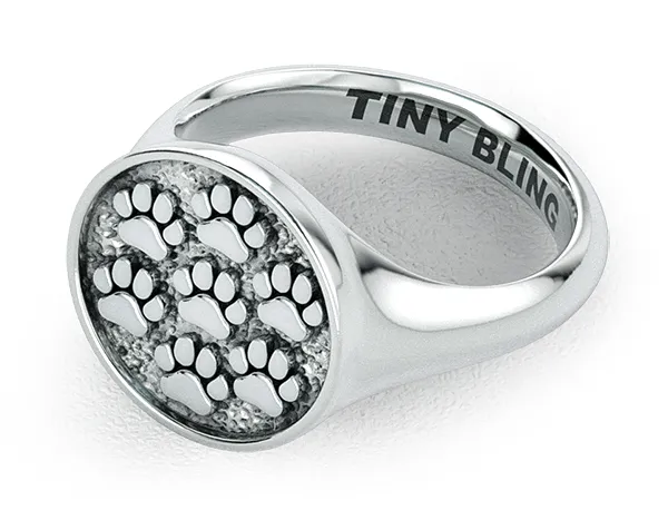 Mini Paw Prints Classic Round Signet Ring