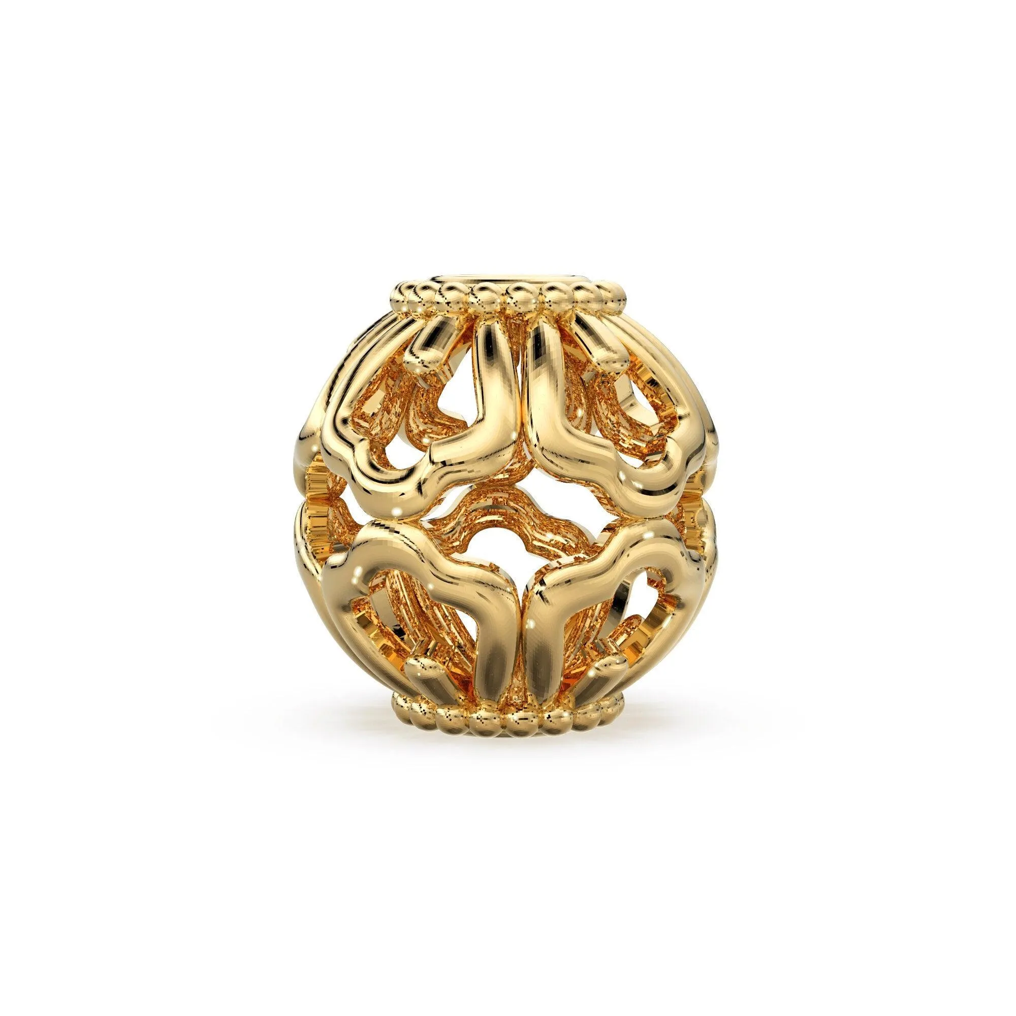 Mughal Design Solid Gold Oval Shape 14k 18k Handmade Gold Spacer Bead Jewelry Making Supply 6mm 8mm 10mm