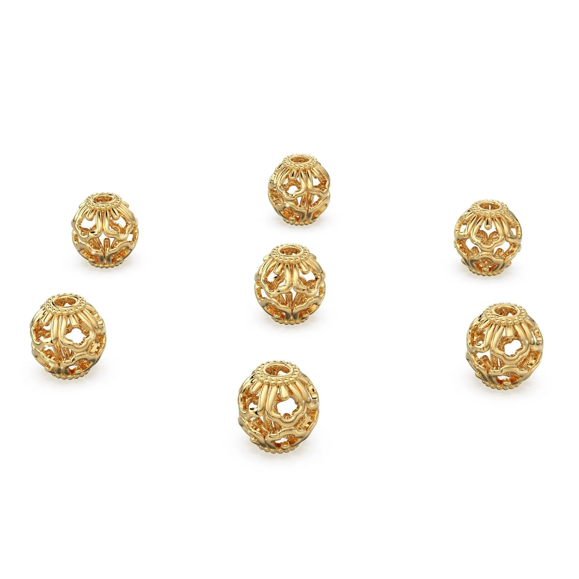 Mughal Design Solid Gold Oval Shape 14k 18k Handmade Gold Spacer Bead Jewelry Making Supply 6mm 8mm 10mm
