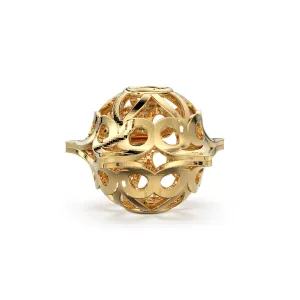 Mughal Design Solid Gold Round Shape 14k 18k Handmade Gold Spacer Bead Jewelry Making Supply 4.50mm 6mm 7mm