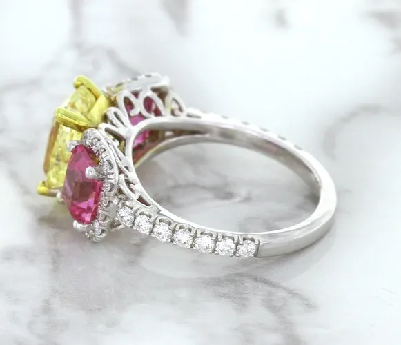 Multicolor Sapphire Ring with Diamond Accents in 18K White Gold