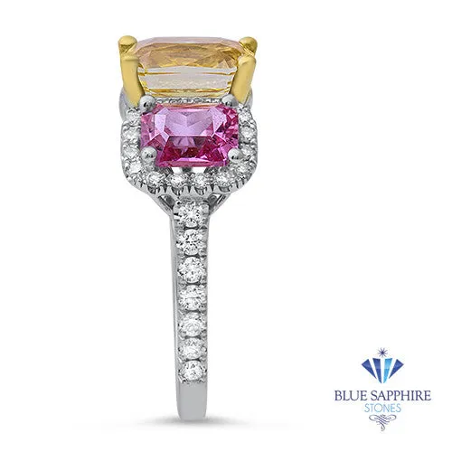 Multicolor Sapphire Ring with Diamond Accents in 18K White Gold