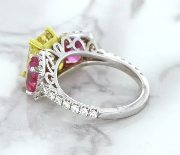 Multicolor Sapphire Ring with Diamond Accents in 18K White Gold