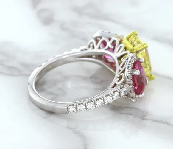 Multicolor Sapphire Ring with Diamond Accents in 18K White Gold