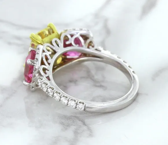 Multicolor Sapphire Ring with Diamond Accents in 18K White Gold