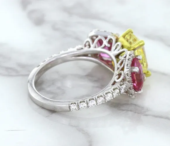 Multicolor Sapphire Ring with Diamond Accents in 18K White Gold