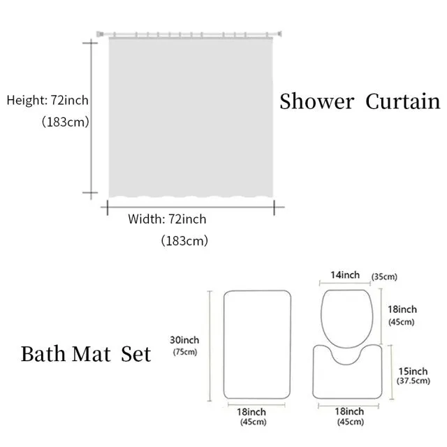Music Note Black White Fabric Bathroom Shower Curtain Set Anti-skid Rugs