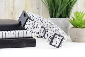 Music Note Dog Collar - White