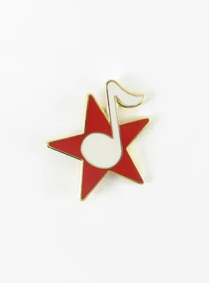 Musical Gold Plated Cloisonné Mini Pins - Star with Note