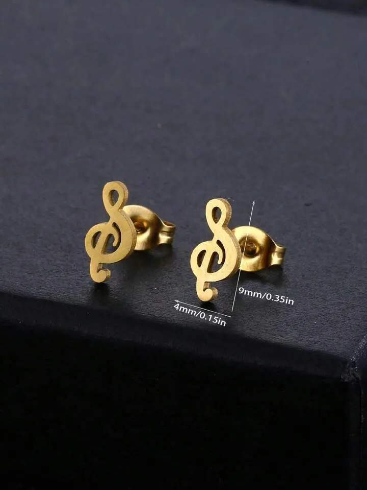 MUSICAL NOTE STUD EARRINGS - YELLOW GOLD