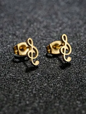 MUSICAL NOTE STUD EARRINGS - YELLOW GOLD