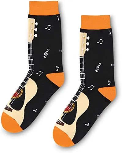 Musician Gifts Electric Guitar Socks Music Lover Gifts Guitarist Gifts Rock Socks Novelty Crew Socks,Gift for Men Who Love Guitar