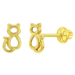 My Kitty Friend Sterling Silver Baby Children Screw Back Earrings