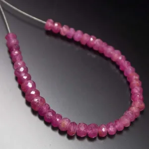 Natural Pink Sapphire Faceted Rondelle Gemstone Loose Beads Strand 4mm 5mm 4"